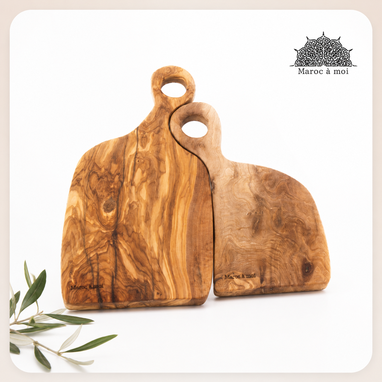 Grande Planche à Découper en Bois d’Olivier – Édition Couple